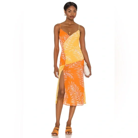 Camila Coelho Vivienne Midi Dress in Yellow & Orange - Picture 8 of 11